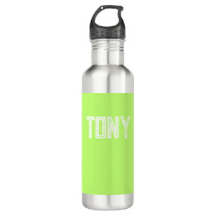 Bouteille D'eau Solide Neon Apple Green Nom personnalisé Monogramm