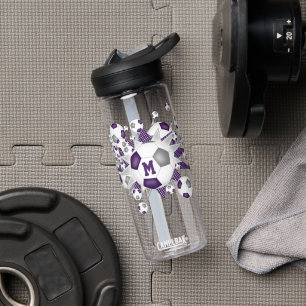 Bouteille D'eau son maillot numéro violet gris soccer ballout
