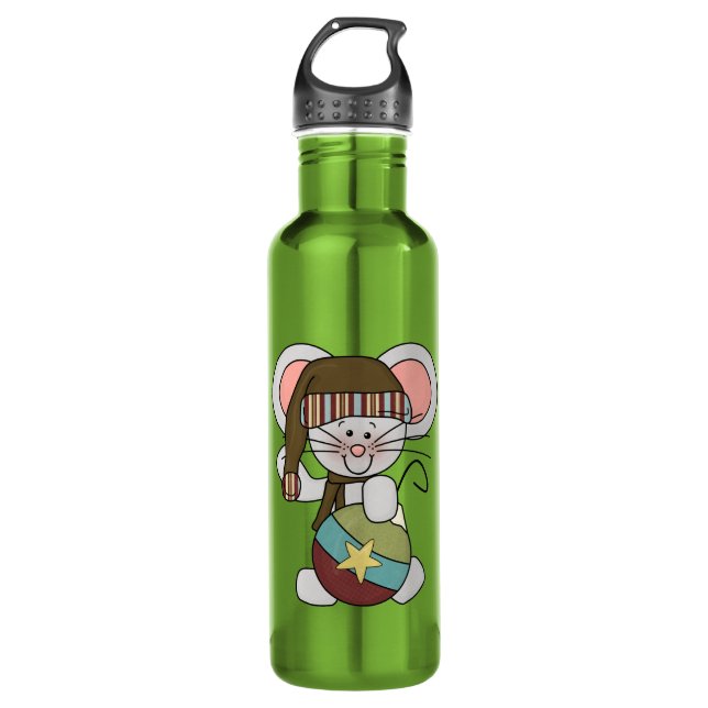 Bouteille D'eau Souris De Noël Avec Ornement (Devant)