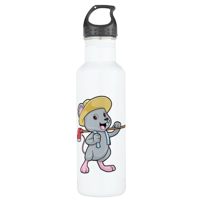 Bouteille D'eau Souris en fermier avec Ax et Casquette (Devant)