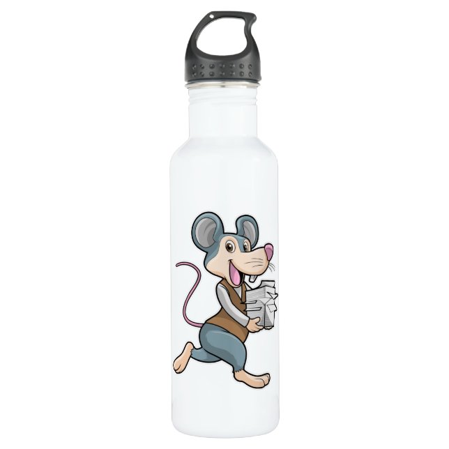 Bouteille D'eau Souris en tant que secrétaire avec papier (Devant)
