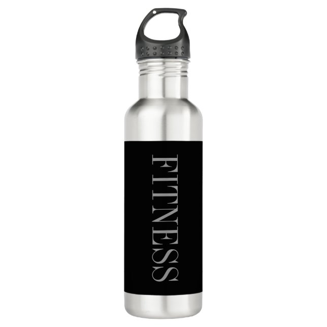 Bouteille D'eau Sport Fitness Gris Noir tendance (Devant)