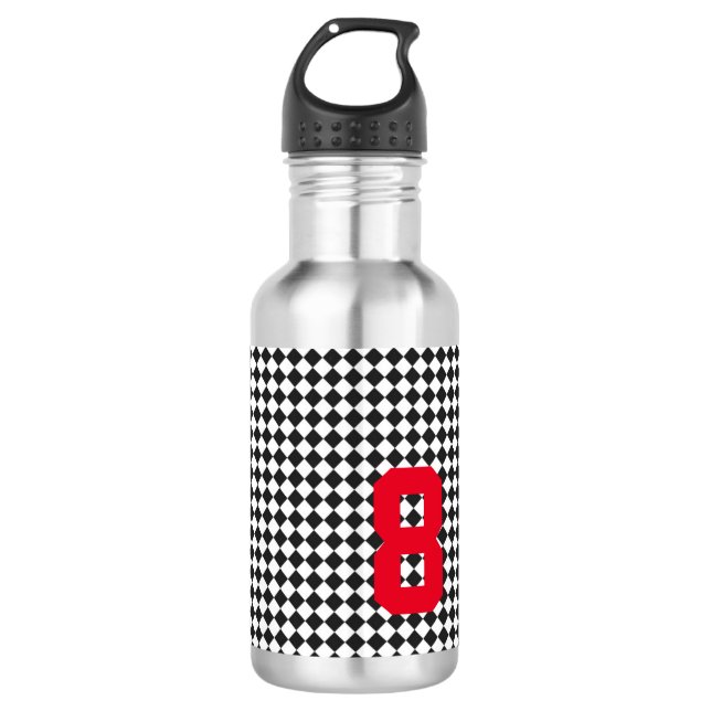 Bouteille D'eau Sports Anniversaire Enfants Age Numéro Checkerboar (Devant)