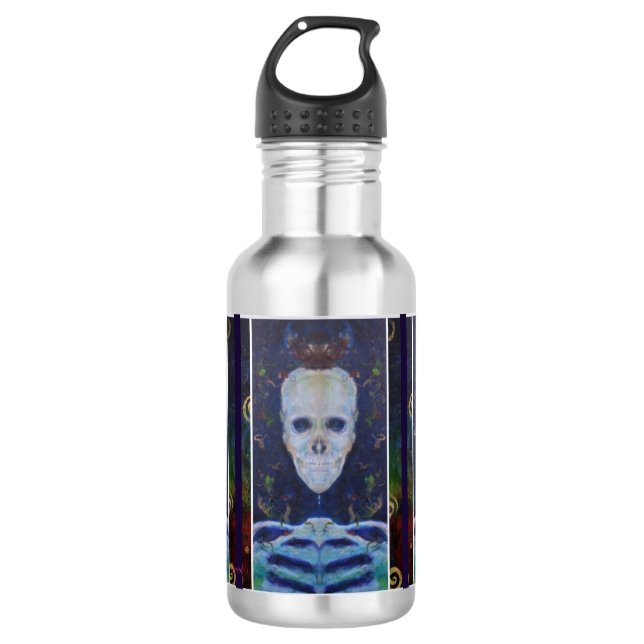 Bouteille D'eau Squelette os du crâne Maureen Girard Halloween (Devant)
