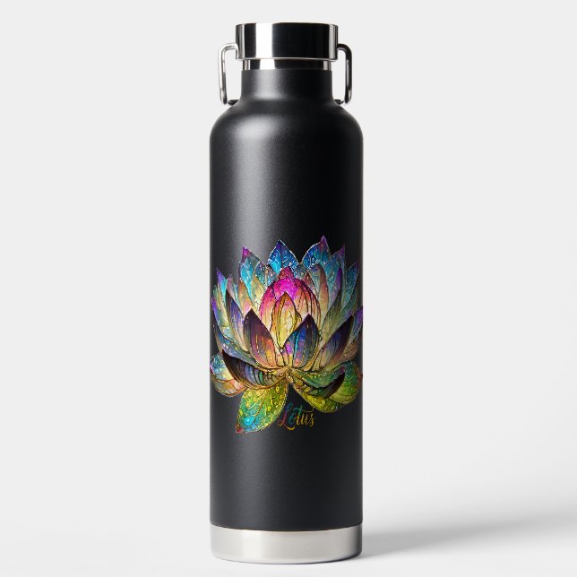 Bouteille D'eau Stained Glass Colorful Lotus Flower  (Avant)
