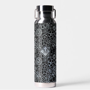 Bouteille D'eau Steampunk Argent Zinc engrenages Personnalisé Mono