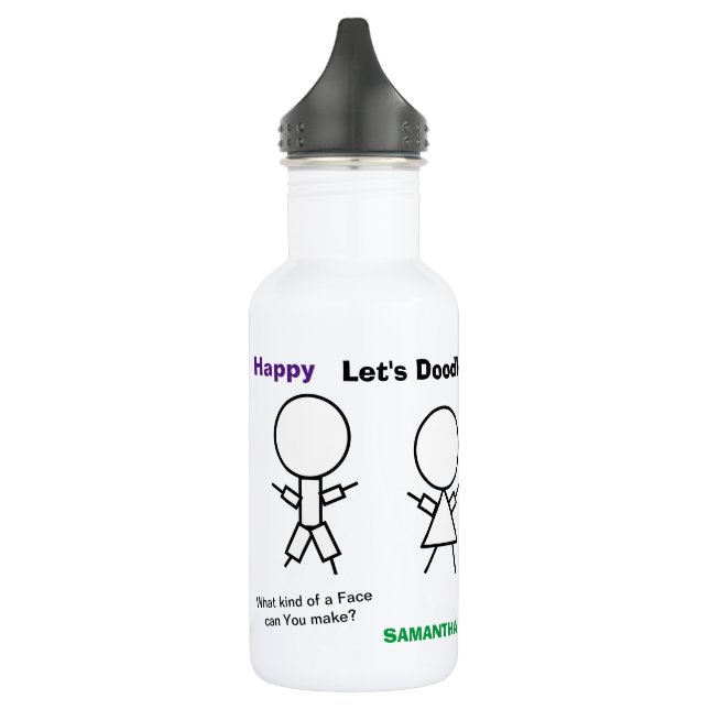 Bouteille D'eau Stick Figure Doodle Visage Couleur moi (Gauche)