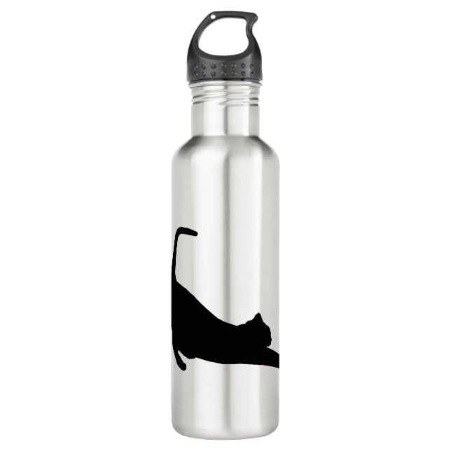 Bouteille D'eau Stretting Cat Feline Animal Animal Animaux Silhoue (Devant)
