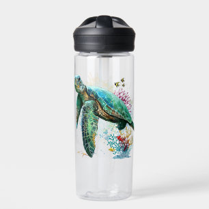 Bouteille D'eau Style d'aquarelle sous-marine de tortue marine