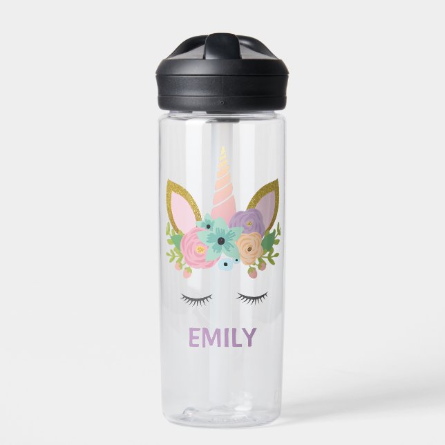 Bouteille D'eau Style girly de nom Unicorne magique (Extérieur)