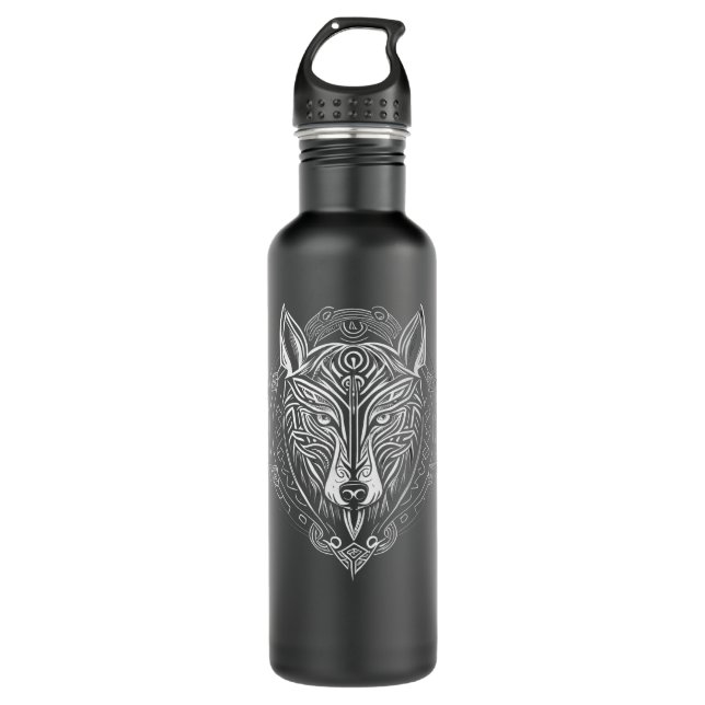 Bouteille D'eau Style Norse Viking Wolf Tattoo Faune Animal V51 (Devant)