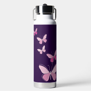 Bouteille D'eau Style rose papillon Doodle Kaleidoscope