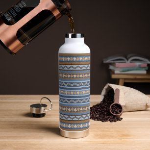 Bouteille D'eau Style sud-ouest bleu et Motif géométrique Brown