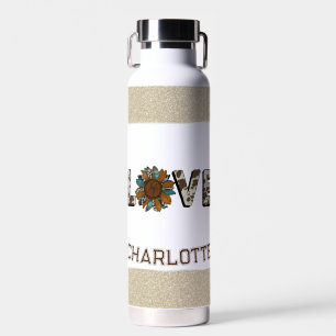 Bouteille D'eau Sunflower Western Loo Boho Summer Gold Paint