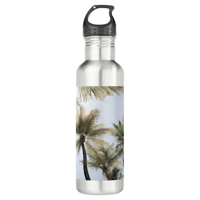 Bouteille D'eau Sunlit Palm Jungle #1 #tropical #wall #art (Devant)