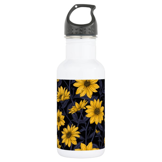 Bouteille D'eau Sunroot, tournesol sauvage en jaune et bleu (Devant)