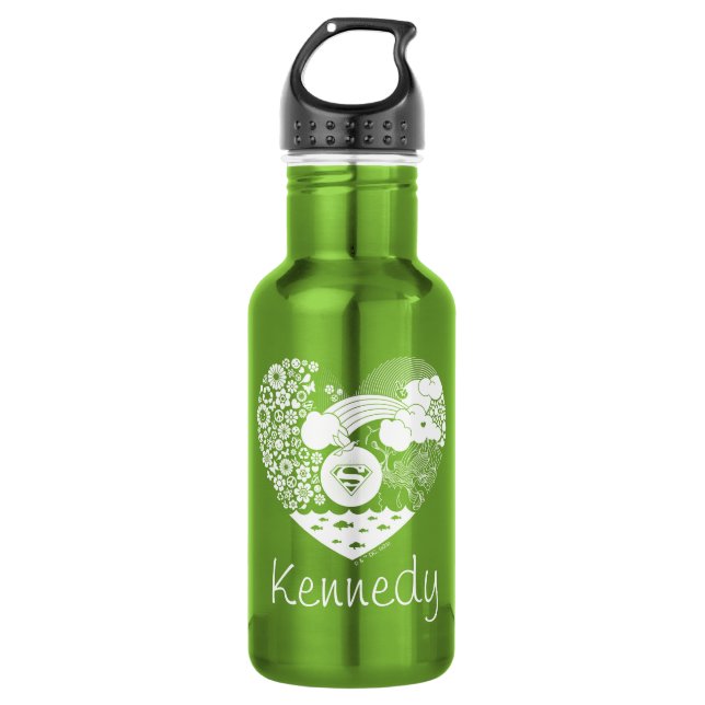 Bouteille D'eau Supergirl Floral Peace Heart Graphisme (Devant)