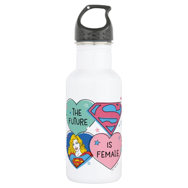 Bouteille D'eau Supergirl hors de ce monde Retro Graphisme (Devant)