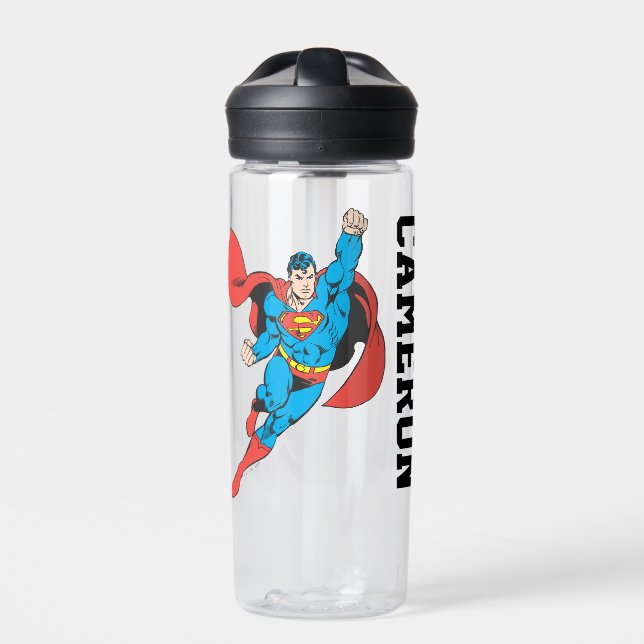 Bouteille D'eau Superman Poing droit levé | Ajouter Votre Nom (Extérieur)
