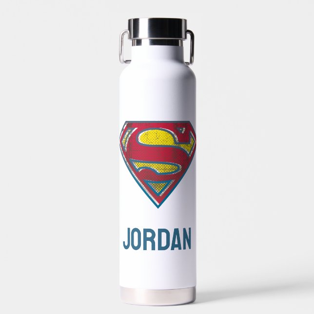 Bouteille D'eau Superman S-Shield | Logo imprimé | Ajouter Votre N (Avant)