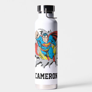 Bouteille D'eau Superman Tears Thru Ajouter Votre Nom