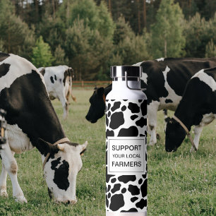 Bouteille D'eau Support Local Farmers Cow Imprimer Motif