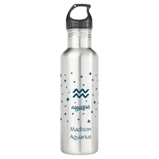 Bouteille D'eau Symbole Aquarius Astrologie Zodiaque Anniversaire (Devant)