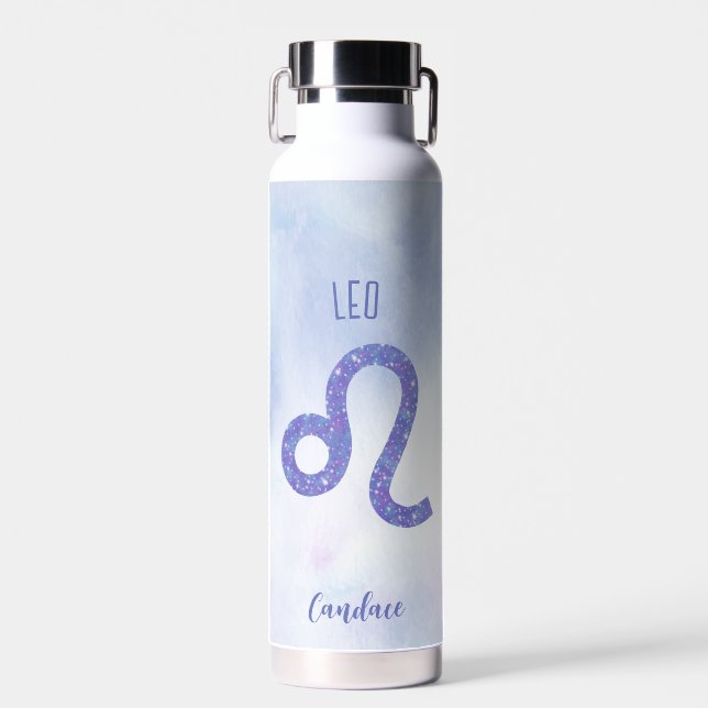 Bouteille D'eau Symbole d'Astrologie Leo Personnalisé Violet (Avant)