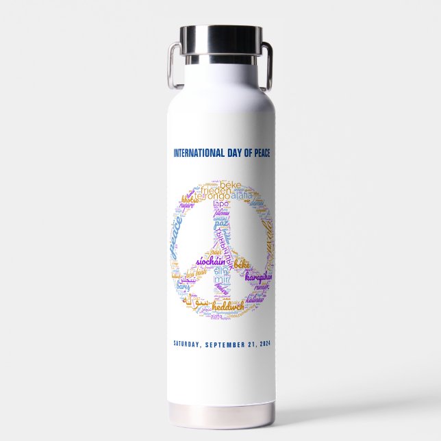 Bouteille D'eau SYMBOLE DE LA JOURNÉE DE LA Paix MONDIALE (Avant)