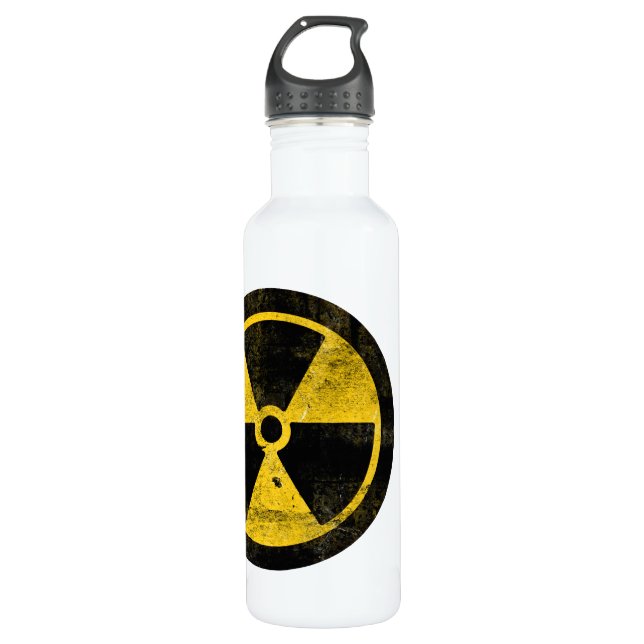 Bouteille D'eau Symbole de rayonnement, Buvez à votre propre risqu (Devant)