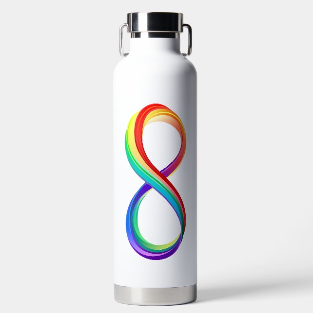 Bouteille D'eau Symbole d'infinité arc-en-ciel stratifié (Avant)