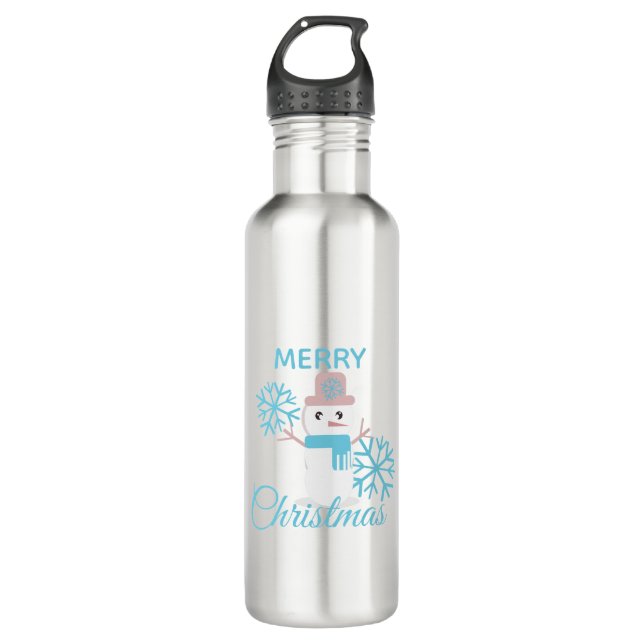 Bouteille D'eau Sympa Noël Snowman Snowflakes Caractère (Devant)