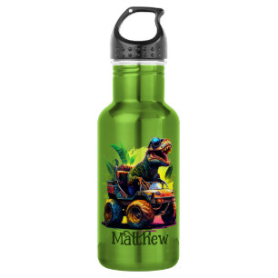 Bouteille D'eau T-Rex Blanc Monster Truck Dinosaure Nom