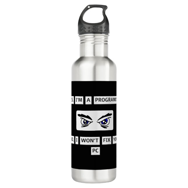 Bouteille D'eau T-shirt de l'avertissement du programmeur (Devant)