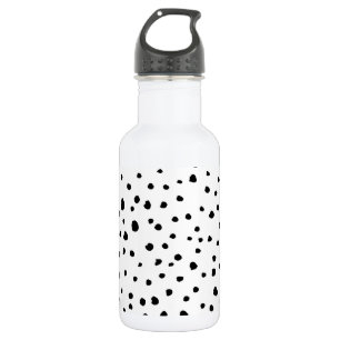 Bouteille D'eau Taches de dalmatien, Points de dalmatien, Noir et
