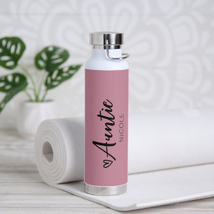 Bouteille D'eau Tantes Coeur mignonne Personnalisé Dusty Mauve