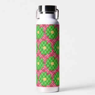 Bouteille D'eau Tartan rose printanier/marguerite vert brillant