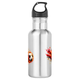 Bouteille D'eau Tasse de café graphique animée de football enflamm