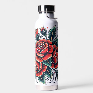 Bouteille D'eau Tatouage Rose Rose rouge Art