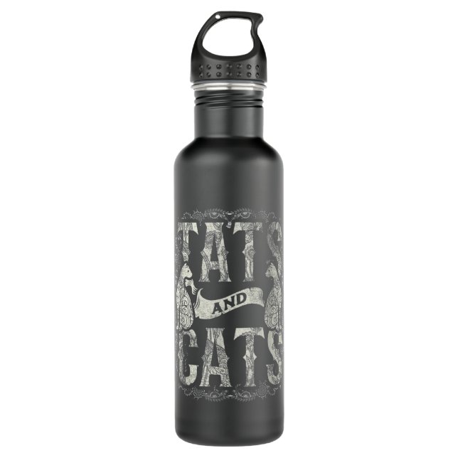 Bouteille D'eau Tats Et Chats Tatouage Tatouage Tatouage Body Art  (Devant)
