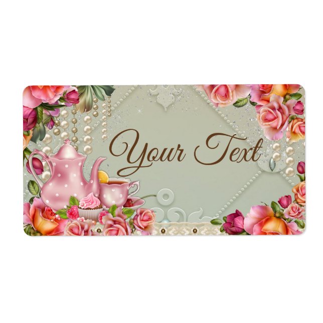 Bouteille d'eau Tea Party Étiquettes (Devant)