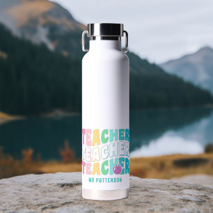 Bouteille D'eau Teacher Moderne Arc-en-ciel Couleurs Nom personnal