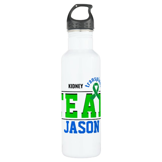 Bouteille D'eau Team Transplant Sport Green Ribbon personnalisable (Devant)