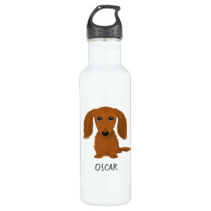 Bouteille D'eau Teckel rouge aux cheveux longs mignon avec le
