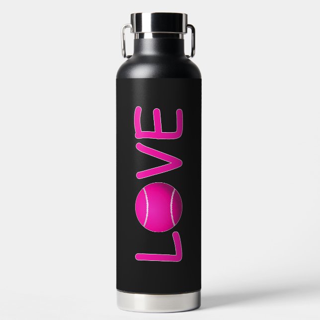 Bouteille D'eau Tennis rose amour noir (Avant)