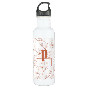 Bouteille D'eau Terracotta Floral Nom du monogramme