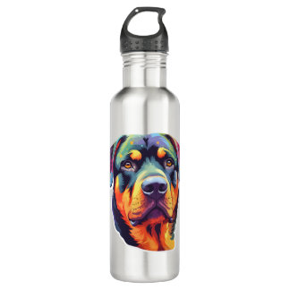 Bouteille D'eau Tête colorée Rottweiler