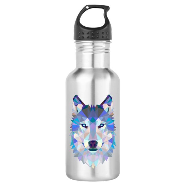 Bouteille D'eau Tête de loup polygonale géométrique (Devant)