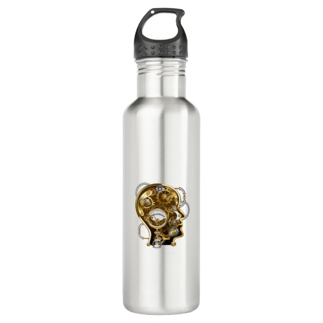 Bouteille D'eau Tête de Steampunk avec manomètre (Devant)