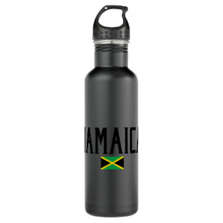 Bouteille D'eau Texte noir du drapeau de la Jamaïque